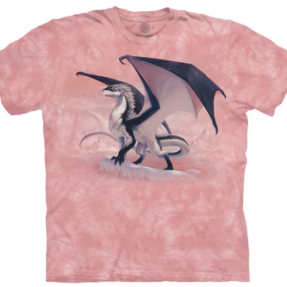 The Mountain Frostborn Bold Dragon Pink  Dragons Cotton Adult T-Shirt 4X
